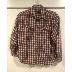 EUC Womens Vintage Liz Claiborne 90s Liz Sport Red Plaid Cotton Top Button‎ Down